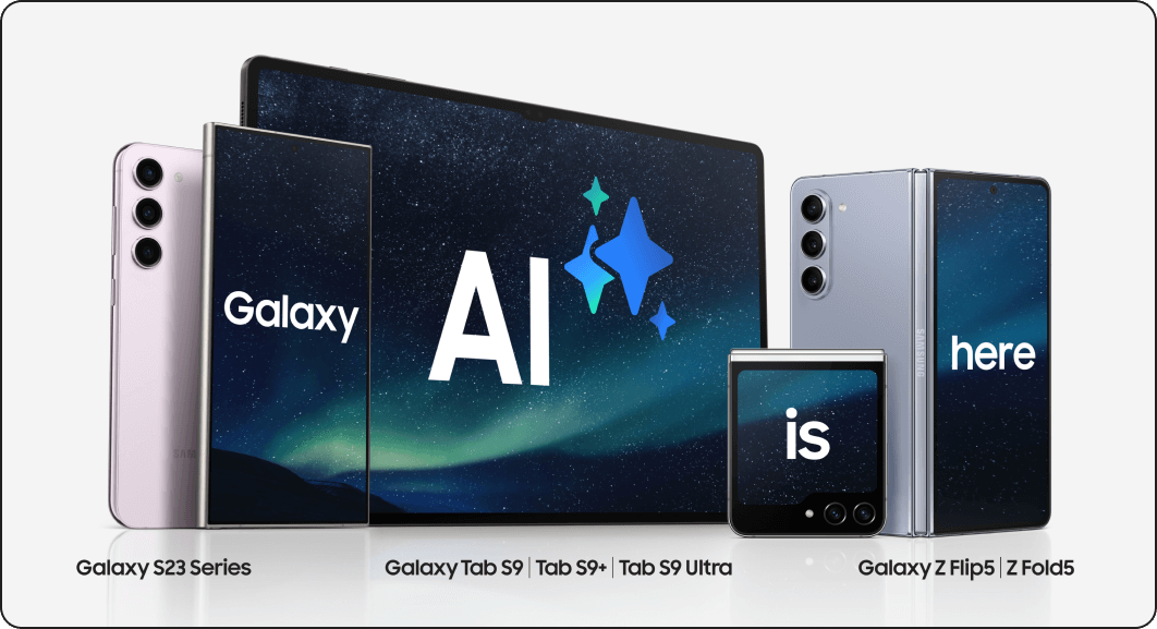 Galaxy S23 Series, Galaxy Tab S9, Tab S9+, Tap S9 Ultra, Galaxy Z Flip5, Z Fold5